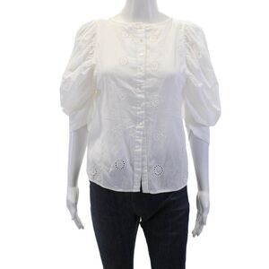 Trf Collection Zara Womens Cotton Geometric Cut-Out Batwing Top White Size XS